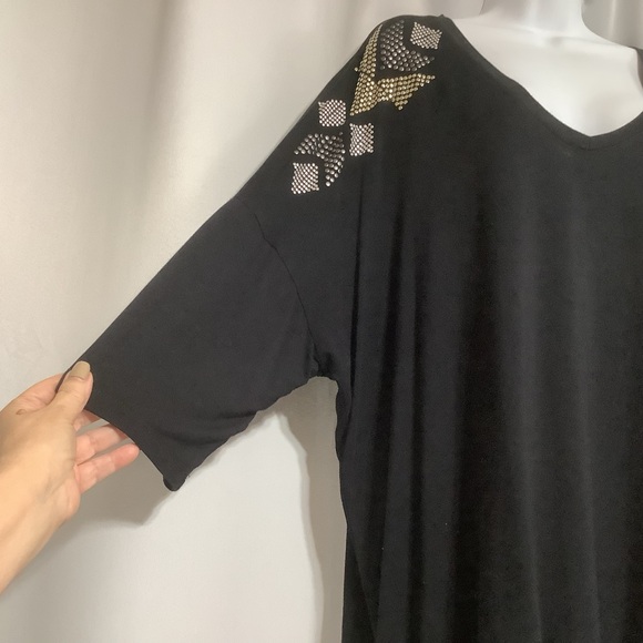 Dex Tunic Women’s Size 1X Loose Fit Sequins Stretchy Black - Picture 2 of 10